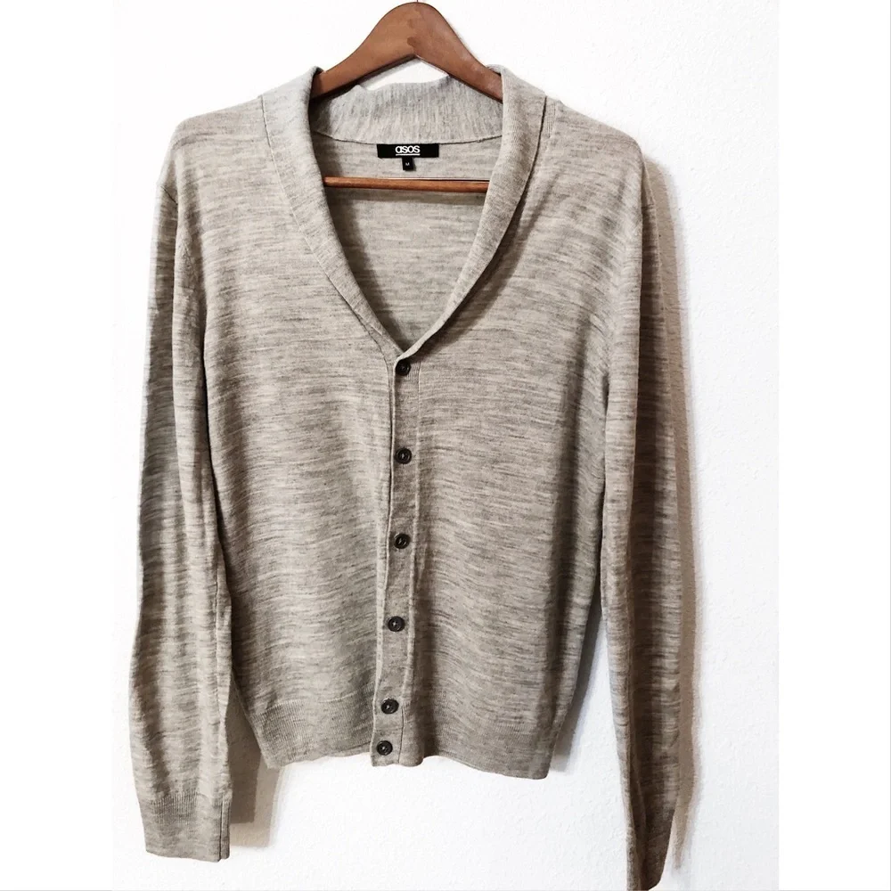 ASOS heather gray 100% wool cardigan